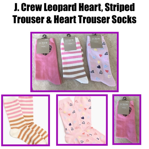 J. Crew Accessories - J. Crew Leopard Heart, Striped Trouser & Heart Trouser Socks
